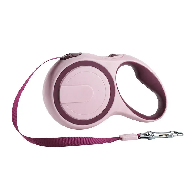 Burgundy retractable dog leash for large dogs, 8M 50KG reflective nylon leash for medium and large dogs