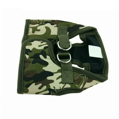 small dog harness leash set camouflage army padded vest for puppies and cats, quick release buckle