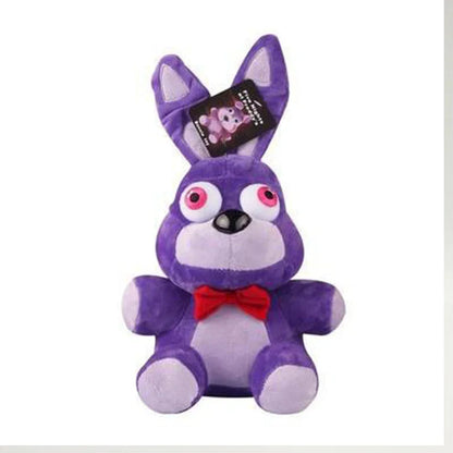 FNAF Freddy plush toy purple bunny stuffed animal with red bow tie, 18cm game-inspired kids gift