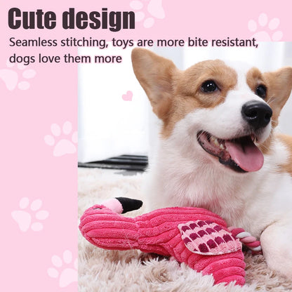 1PC Cute Flamingo Plush Dog Toys Funny Interactive Squeaky Chew Ropes Toys For Small Pets Teeth Cleaning Supplies