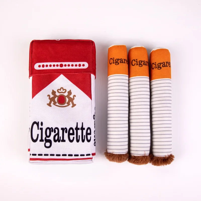 plush cigarette dog toy with fun cigarette design and chewable plush sticks for interactive dog play and pet gift