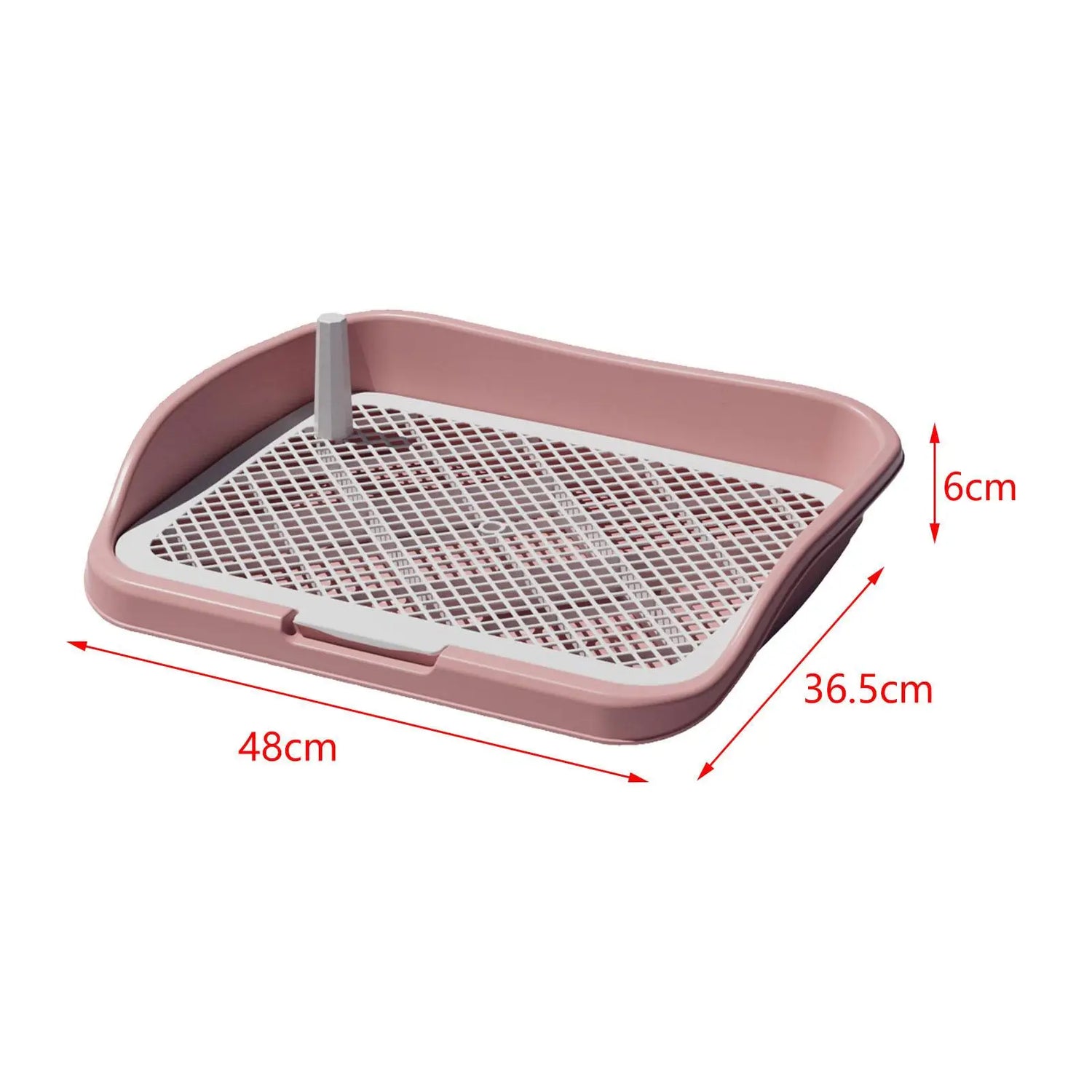 Plastic dog potty tray with grid, pink, 48x36.5x6cm, indoor pet training accessory