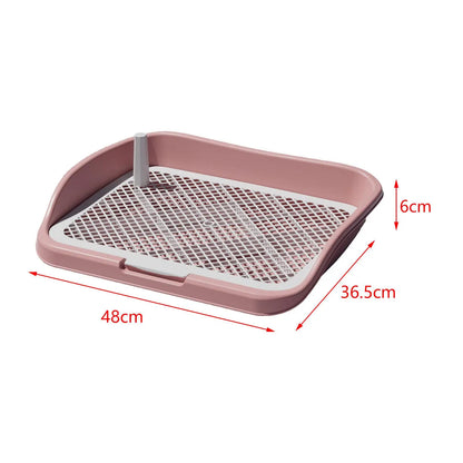 Plastic dog potty tray with grid, pink, 48x36.5x6cm, indoor pet training accessory