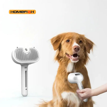 steam dog grooming brush for dogs and cats, steam spray grooming brush reduces shedding and static