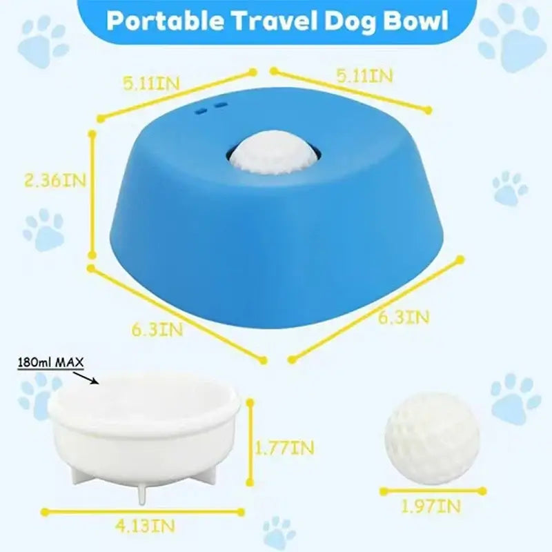 Portable travel dog bowl with slow feeder dog lick bowl design, anti-slip base for yogurt, broth, and liquid treats.