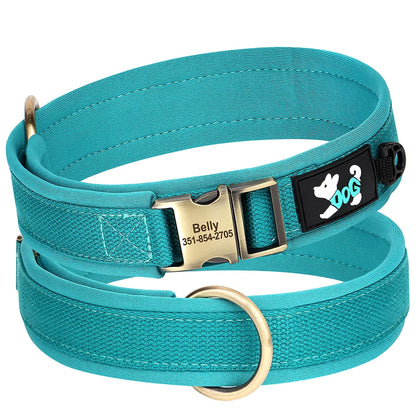 personalized nylon dog collar adjustable turquoise pet ID collar with free engraving for small medium large dogs