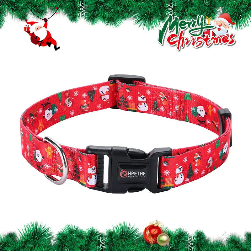 Printed Christmas Dog Collar Pet Collars Adjustable Dog Collars Strong and Durable for Medium Large Dog Collars Pet Accessories