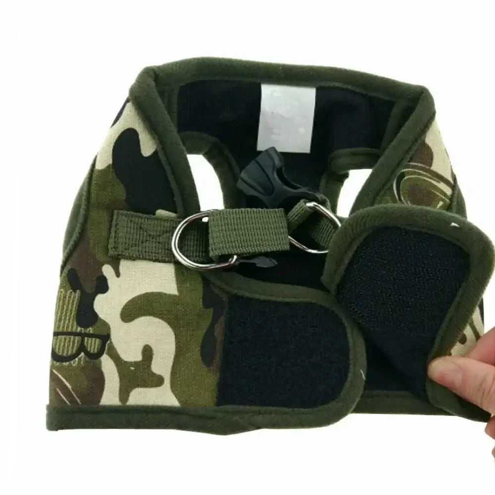 small dog harness leash set camouflage army chest vest with padded quick release buckle for puppies and cats