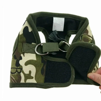 small dog harness leash set camouflage army chest vest with padded quick release buckle for puppies and cats