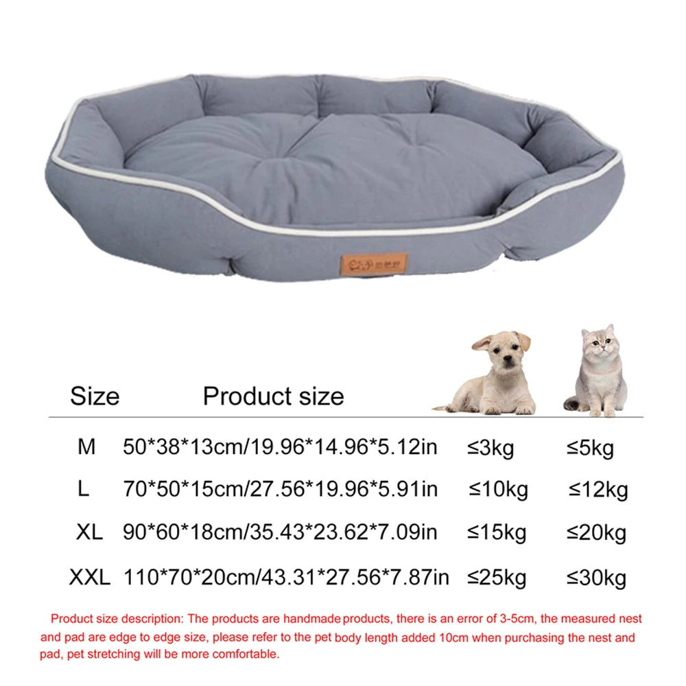 waterproof square dog bed for large dogs, oval gray, thickened cushioned pet sofa with non-slip base
