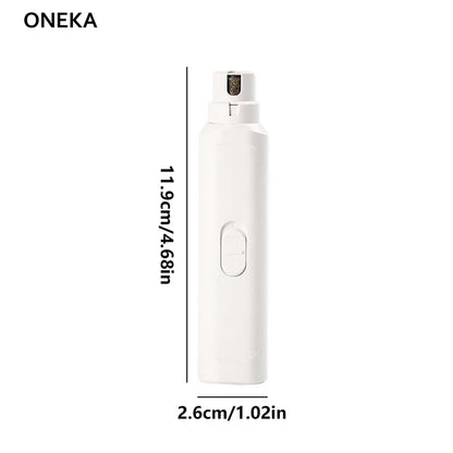 White quiet pet nail grinder, size M, for dogs, cats and other animals, 11.9cm tall