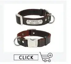 Personalized Name ID Tags Dog Collars Custom Text name Leather Dog Collar For Small Medium Large Dogs Pitbull Bulldog Beagle
