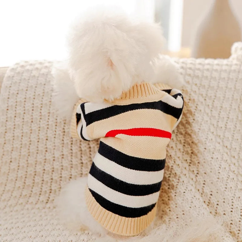 Dog Clothes Winter Fashion Dog Sweater Striped Dog Coat Chihuahua Bichon Frise Clothing Pet Costume Warm Sweaters Dog Cardigan