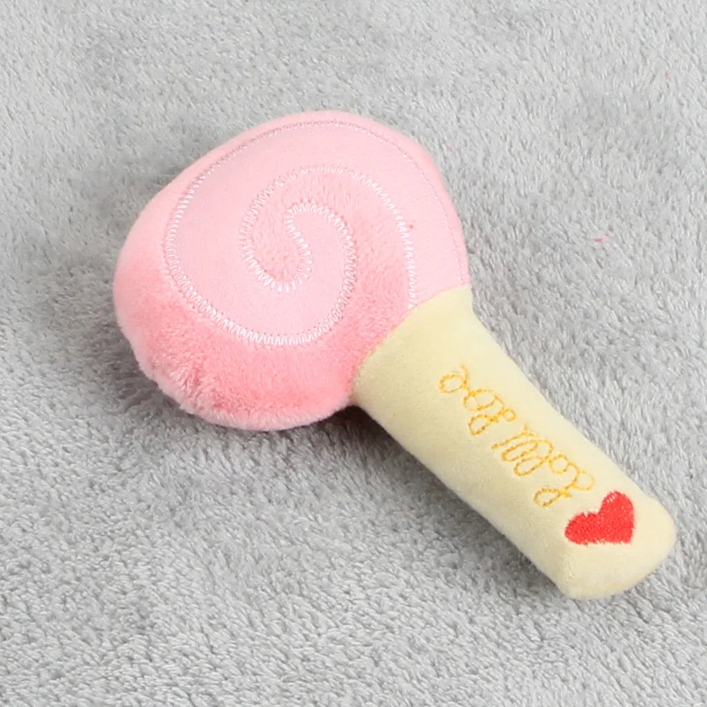 plush squeaky dog chew toy pink lollipop fleece dog toy for small medium dogs, color E