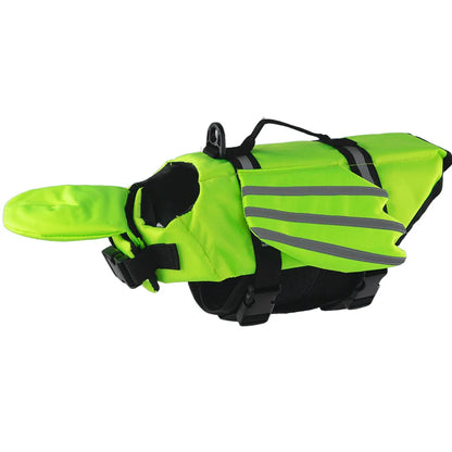 reflective adjustable dog life jacket green polyester summer buoyant safety vest for large dogs swimming and boating
