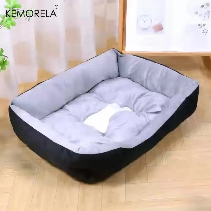 orthopedic plush dog bed with high rebound support, white PP filled, soft grey and black pet sofa for small to large dogs