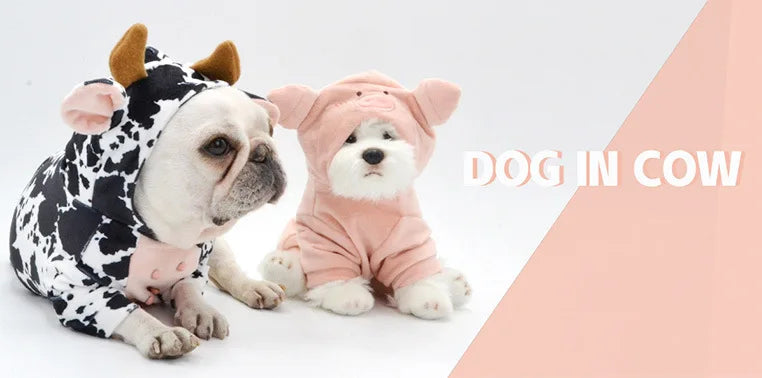 Dog Clothes for Small Medium Dogs Cow Pig Styling Outfit for French Bulldog Pet Puppy Clothing Funny Halloween Xams Dog Costume
