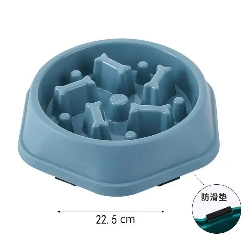 Blue slow feeder dog bowl anti-choking puzzle feeder for small and medium dogs, anti-slip plastic pet dish