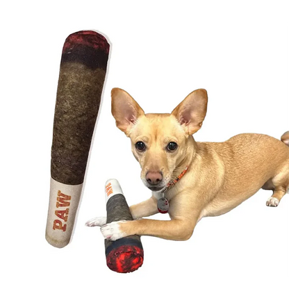 plush squeaky dog toys for interactive play with a small dog and cigar-shaped stuffed toy