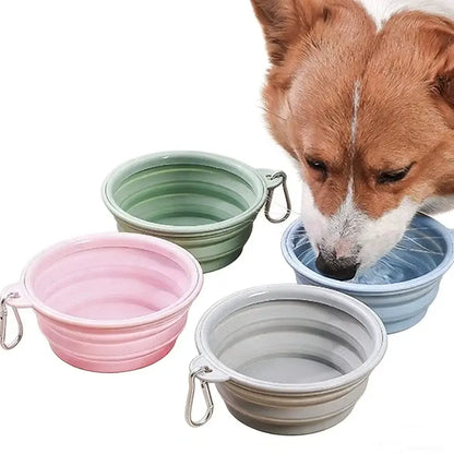 collapsible pet travel bowl for dogs and cats, portable 350ML silicone folding water dish for travel