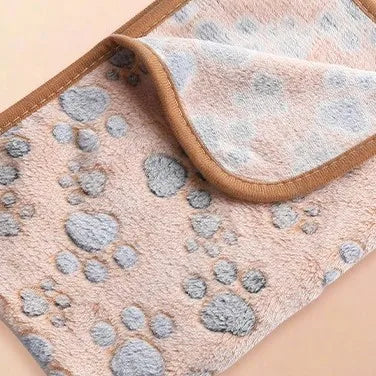 Brown soft dog blanket with paw print pattern, ultra plush reversible pet bed mat for cats and puppies, 4 season cozy cover