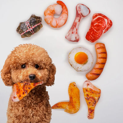 squeaky dog toys for small medium dogs - puppy bite resistant meat seafood and ice cream series plush pet toys