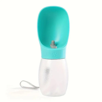 Portable dog water bottle, light blue plastic outdoor pet water container for dogs, travel drinking device