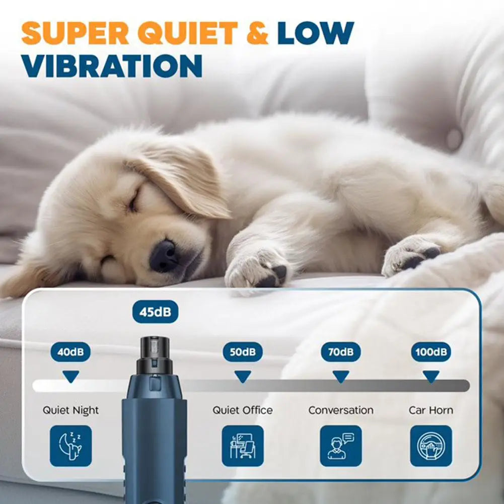 electric pet nail grinder with low noise and 5 speed settings for dogs and cats, super quiet 45dB
