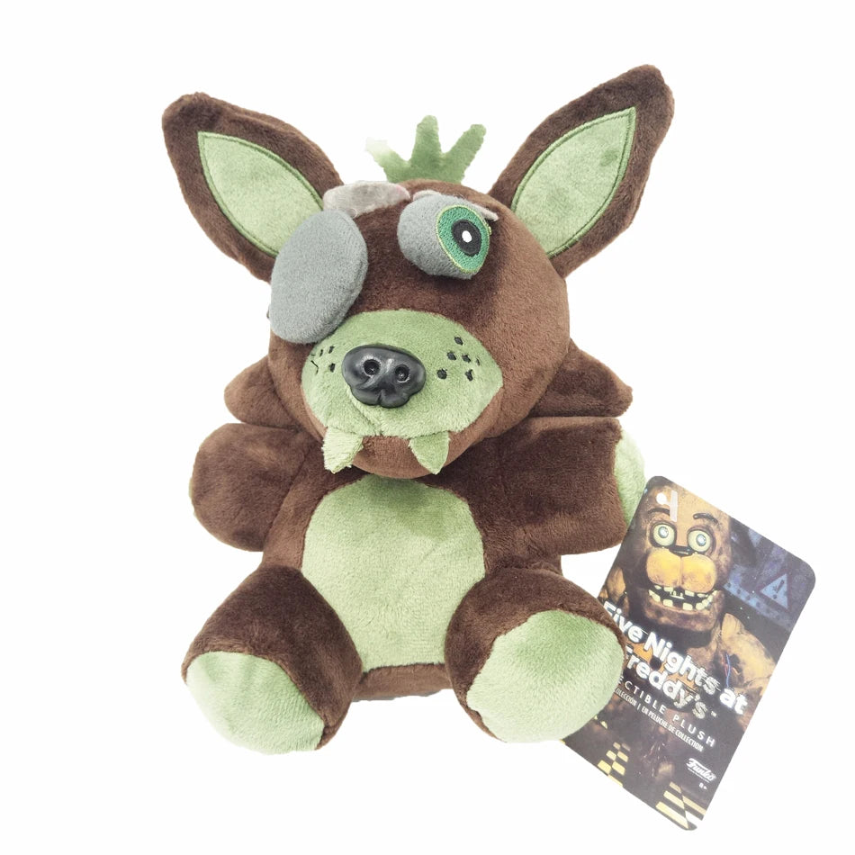 FNAF Freddy plush toy 18cm brown green stuffed animal bear rabbit game plush gift for kids, A30