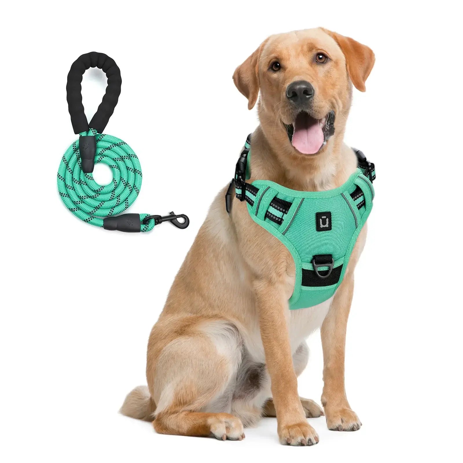 escape proof no pull dog harness and leash combo green reflective padded vest harness with 5 feet leash for dogs