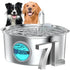 7L stainless steel pet water fountain, 25dB ultra quiet USB dog and cat dispenser with visible water level