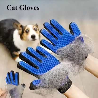 Pet hair remover glove for dogs and cats, silicone grooming glove removes loose fur and massages pets during cleaning