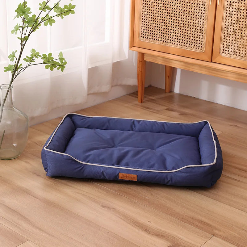 waterproof square dog bed for large dogs blue thickened sofa-style pet mattress with non-slip base