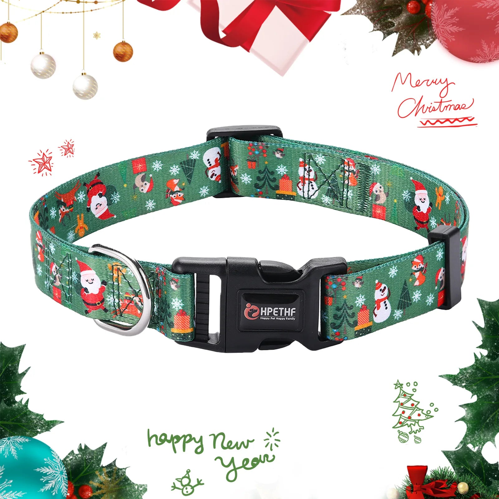 Printed Christmas Dog Collar Pet Collars Adjustable Dog Collars Strong and Durable for Medium Large Dog Collars Pet Accessories