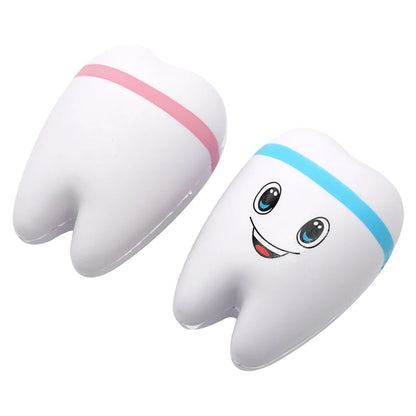 Cute teeth shape squishy toy for kids, slow rising stress relief dental gift in pink and blue cartoon design