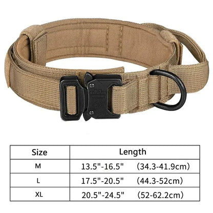 heavy duty dog training collar with handle khaki nylon adjustable training collar for medium large dogs with metal buckle