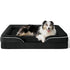 Black orthopedic dog sofa bed with support foam, coral fleece, washable removable cover, extra large all-season pet sofa