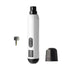 White electric pet nail grinder with 5 speeds, low noise, rechargeable design, grooming attachment and cap for dogs and cats