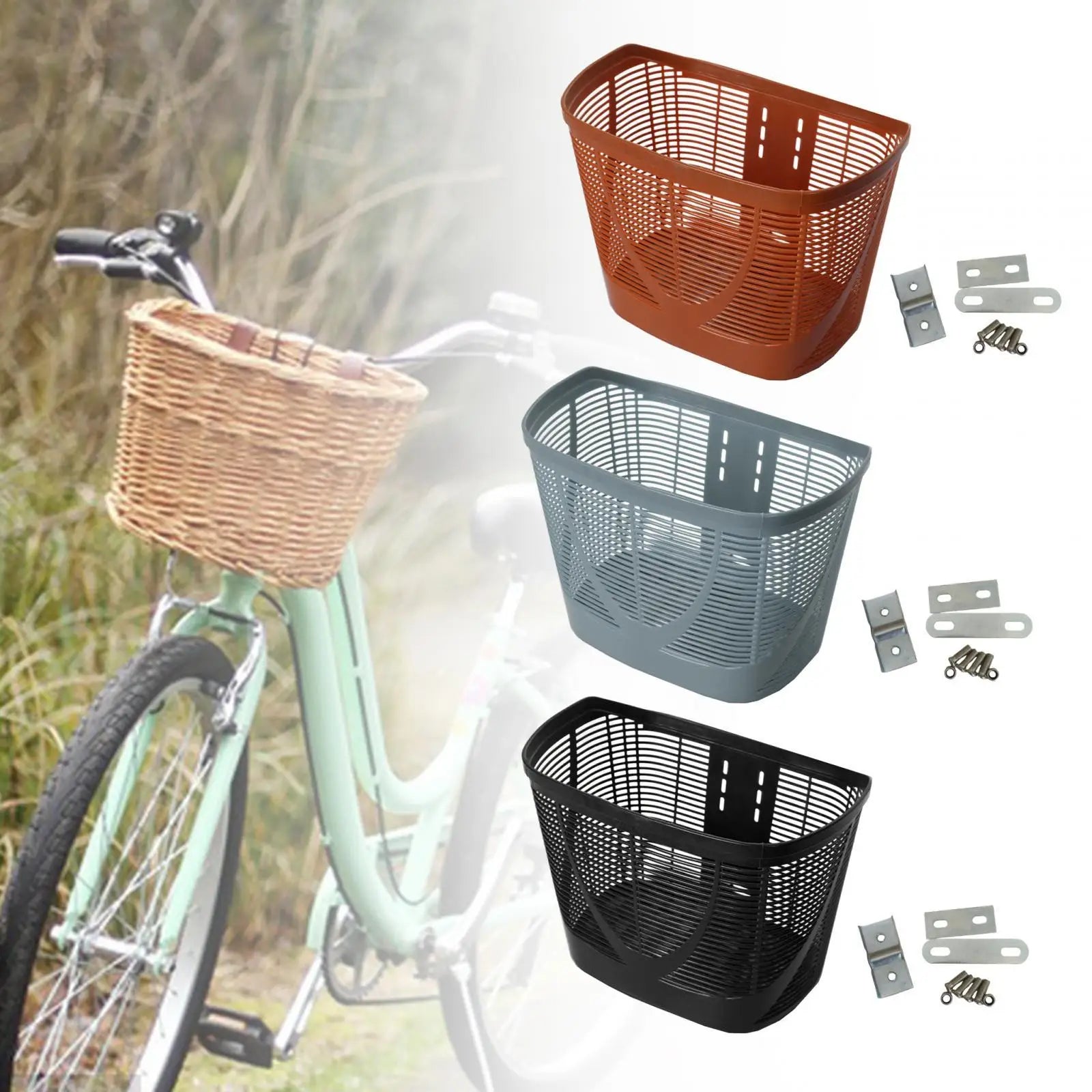 Bike Front Basket Carrier Basket Universal Kids Bike Frame Cargo Carrier Storage Box for Dog Puppy Cats for Camping Shopping