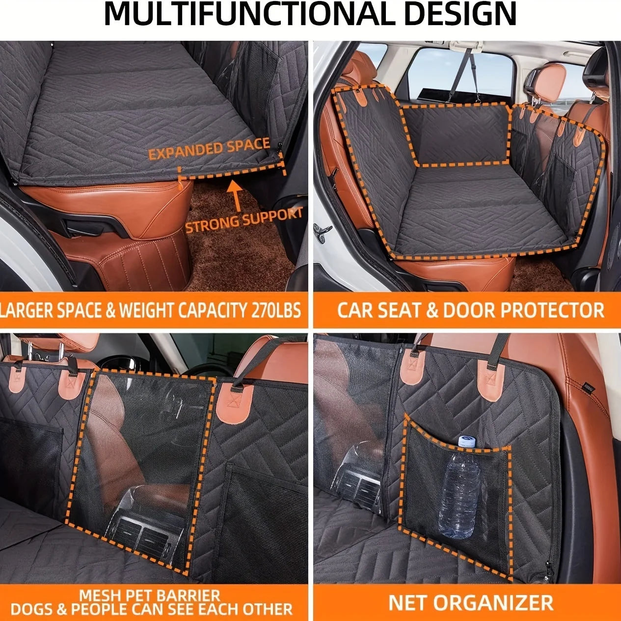 Dog Seat Cover Car Seat Cover For Pets,Waterproof Pet Seat Cover Hammock Scratch Proof Nonslip Durable Soft Pet Back Seat Covers multifunctional design features