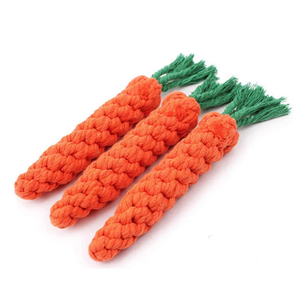 durable cotton rope dog chew toy carrot-shaped braided dog toy for chewing and teeth cleaning