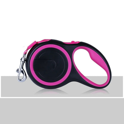 Retractable dog leash for large dogs, 8M 50KG reflective nylon walking lead in black and pink