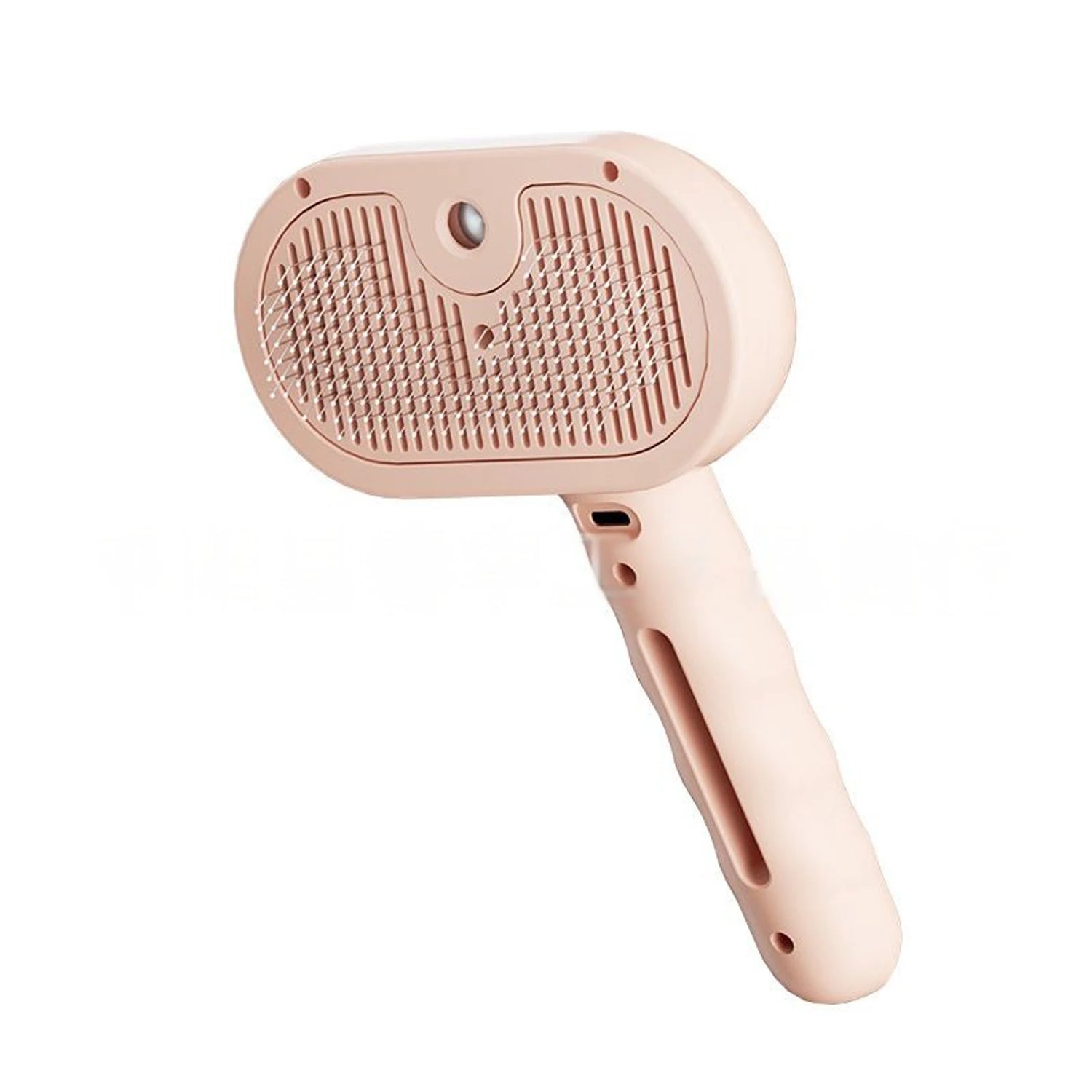 Pink steam dog grooming brush with steam spray for dogs and cats, reduces shedding, static and flying hair