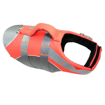 reflective dog life jacket orange adjustable breathable Oxford cloth pet safety vest with enhanced buoyancy for swimming