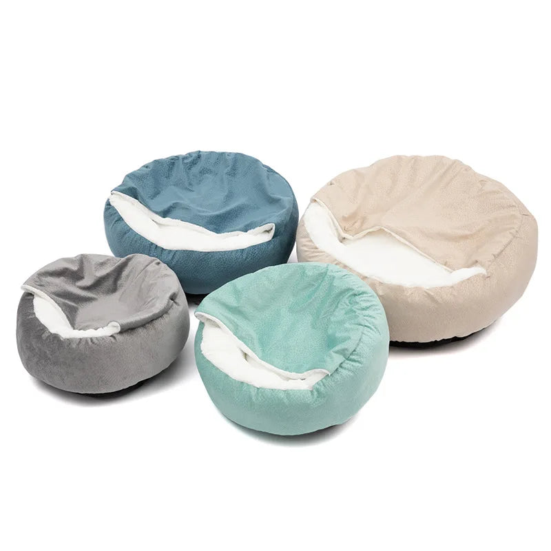 orthopedic dog bed round plush pet sofa cushion for indoor dogs and cats, warm washable kennel mat