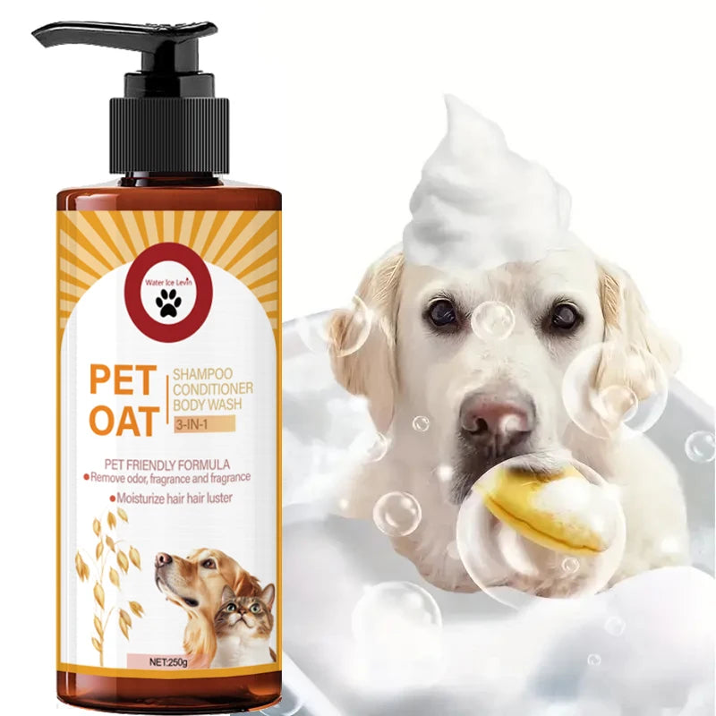 pet shampoo for dogs and cats, 3-in-1 cleansing shampoo with long-lasting fragrance, softens fur and removes odors