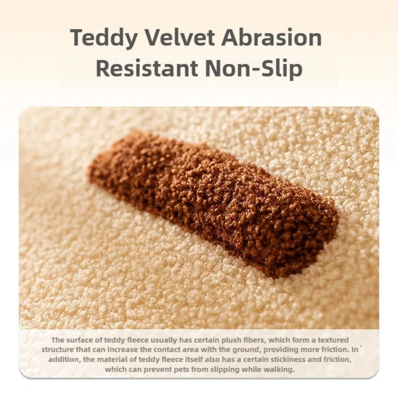 Teddy Velvet Abrasion Resistant Non-Slip surface shown, ideal for preventing slips in pets during walking.