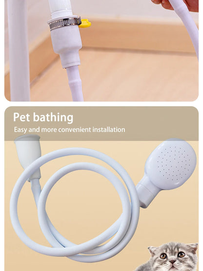 pet bathing shower sprayer for easy faucet connection, flexible hose dog and cat grooming cleaning tool