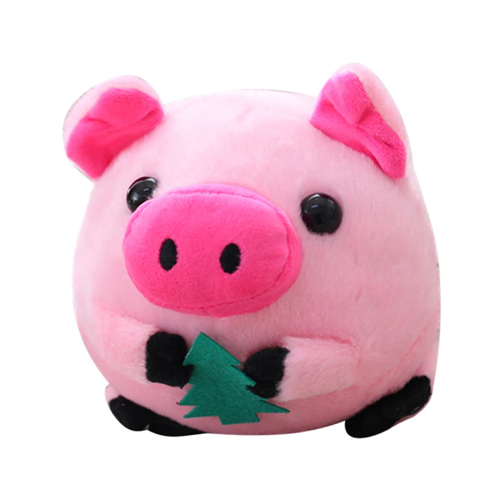Pink pig interactive squeaky dog toy plush bouncing ball for small and medium dogs, bite resistant, self-moving