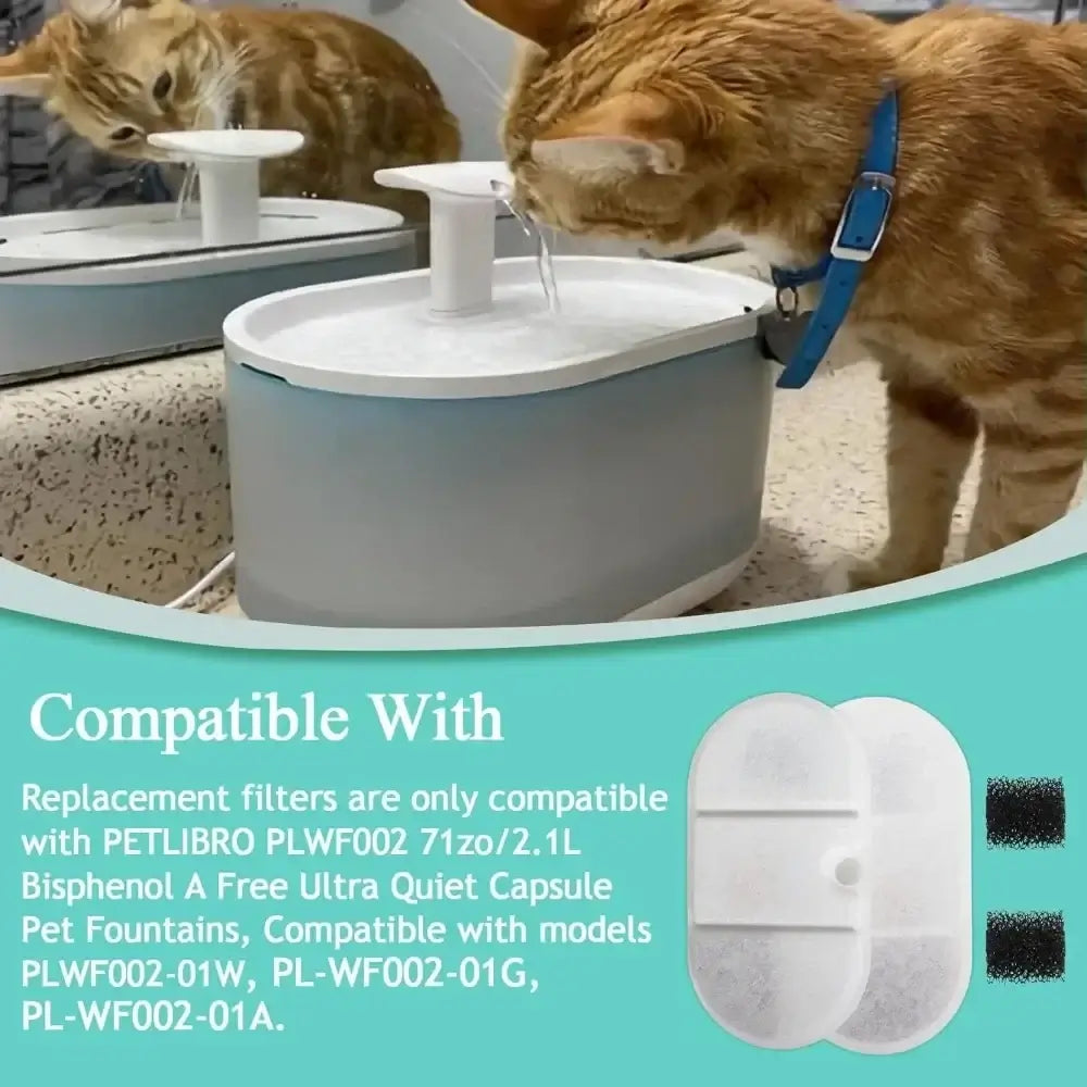 PETLIBRO PLWF002 replacement filters for 2.1L Capsule pet fountain, compatible with sponge filter system and cats drinking water